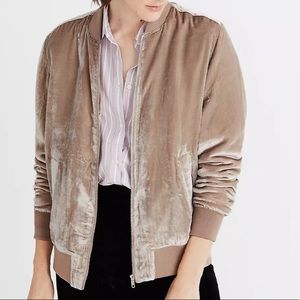 Madewell Tan Velvet Bomber Jacket